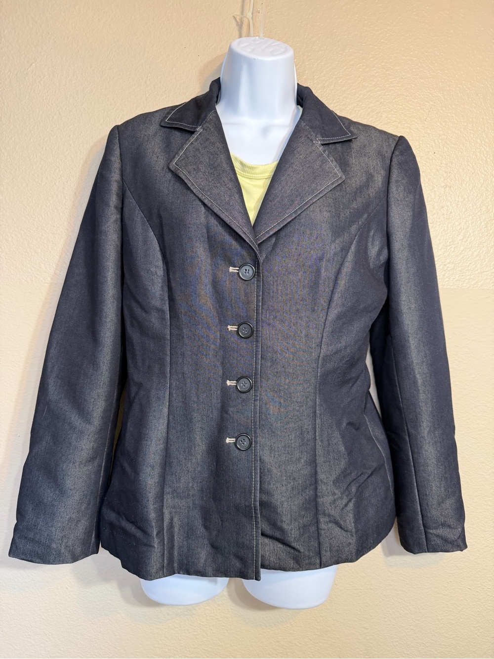 Lena Gabrielle New York Navy blue denim look Tailored Button-Front Jacket 6